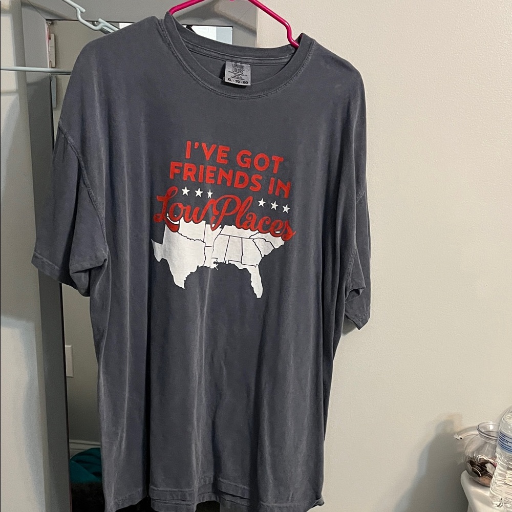 Comfort Colors Gray Tee with Red and White Print